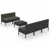 vidaXL 6-delige Loungeset met kussens poly rattan zwart