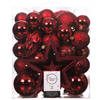Decoris Kerstballen met piek - 49st - kunststof rood - 5-6-8-10 cm - Kerstbal