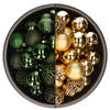 74x stuks kunststof kerstballen mix van goud en donkergroen 6 cm - Kerstbal