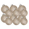 Kerstversiering set glitter kerstballen champagne 6 - 8 cm - pakket van 30x stuks - Kerstbal