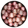 28x stuks kunststof kerstballen lichtroze en oudroze mix 3 cm - Kerstbal