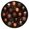 Atmosphera Kerstballen - 18ST - bronskleurig - glans en mat - D3 cm - kunststof - Kerstbal