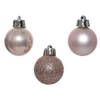 Decoris Mini kerstballen - 14x st - lichtroze - D3 cm - kunststof - Kerstbal