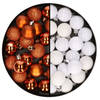 40x stuks kleine kunststof kerstballen oranje en wit 3 cm - Kerstbal