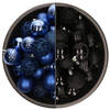 74x stuks kunststof kerstballen mix van kobalt blauw en zwart 6 cm - Kerstbal