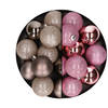 24x stuks kunststof kerstballen mix van champagne en roze 6 cm - Kerstbal