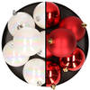 12x stuks kunststof kerstballen 8 cm mix van parelmoer wit en rood - Kerstbal