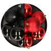 12x stuks kunststof kerstballen 8 cm mix van zwart en rood - Kerstbal