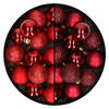 28x stuks kleine kunststof kerstballen bordeaux rood en rood 3 cm - Kerstbal