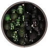 74x stuks kunststof kerstballen mix van zwart en donkergroen 6 cm - Kerstbal