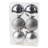 6x Zilveren kerstballen 8 cm kunststof mat/glans/glitter - Kerstbal