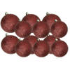 Kerstversiering set glitter kerstballen donkerrood 6 - 8 cm - pakket van 30x stuks - Kerstbal