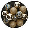 Atmosphera Kerstballen - 12st - kunststof - goud-blauw - 4cm - Kerstbal