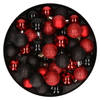 Set van 40x stuks kunststof kerstballen mix zwart en rood 3 cm - Kerstbal