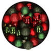 28x stuks kunststof kerstballen rood en donkergroen mix 3 cm - Kerstbal