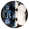 12x stuks kunststof kerstballen 8 cm mix van donkerblauw en wit - Kerstbal