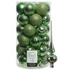 37x stuks kunststof kerstballen 6 cm incl. glanzende glazen piek groen - Kerstbal