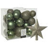 Kerstballen set 26x stuks kerstballen en ster piek mos groen kunststof - Kerstbal