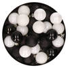 28x stuks kunststof kerstballen zwart en wit mix 3 cm - Kerstbal