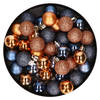 Set van 40x stuks kunststof kerstballen mix koper en donkerblauw 3 cm - Kerstbal