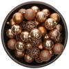 Bellatio Decorations Kerstballen - 37x st - camel bruin - 6 cm - Kerstbal