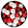 28x stuks kunststof kerstballen rood en wit mix 3 cm - Kerstbal