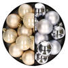 24x stuks kunststof kerstballen mix van zilver en champagne 6 cm - Kerstbal