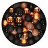 Set van 48x stuks kunststof kerstballen mix zwart en koper 3 cm - Kerstversiering - Kerstbal