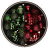 74x stuks kunststof kerstballen mix van donkerrood en donkergroen 6 cm - Kerstbal