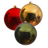 3x stuks grote kerstballen van 20 cm glans van kunststof groen goud en rood - Kerstbal