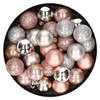 28x stuks kunststof kerstballen lichtroze en zilver mix 3 cm - Kerstbal