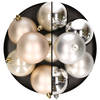 12x stuks kunststof kerstballen 8 cm mix van zilver en champagne - Kerstbal
