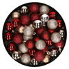 Set van 40x stuks kunststof kerstballen mix champagne en donkerrood 3 cm - Kerstbal