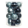 18x stuks glazen kerstballen lichtblauw en donkerblauw 8 cm - Kerstbal