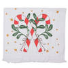 Clayre & Eef Gastendoekje 40x66 cm Wit Rood Katoen Rechthoek Zuurstok kerst Toilet Handdoek Wit Toilet Handdoek