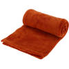 Polyester fleece deken/dekentje/plaid 125 x 150 cm roest oranje - Plaids