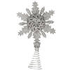 Kunststof kerstboom sneeuwvlok piek glitter zilver 20 cm - kerstboompieken