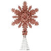 Kunststof kerstboom sneeuwvlok piek glitter donker roze/rose 20 cm - kerstboompieken