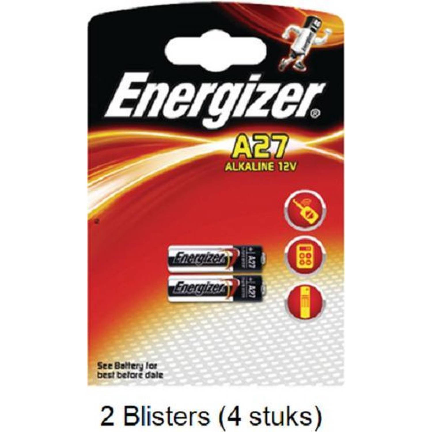 4 Stuks (2 Blisters A 2 Stuks) Energizer Alkaline Lr27-A27 12v