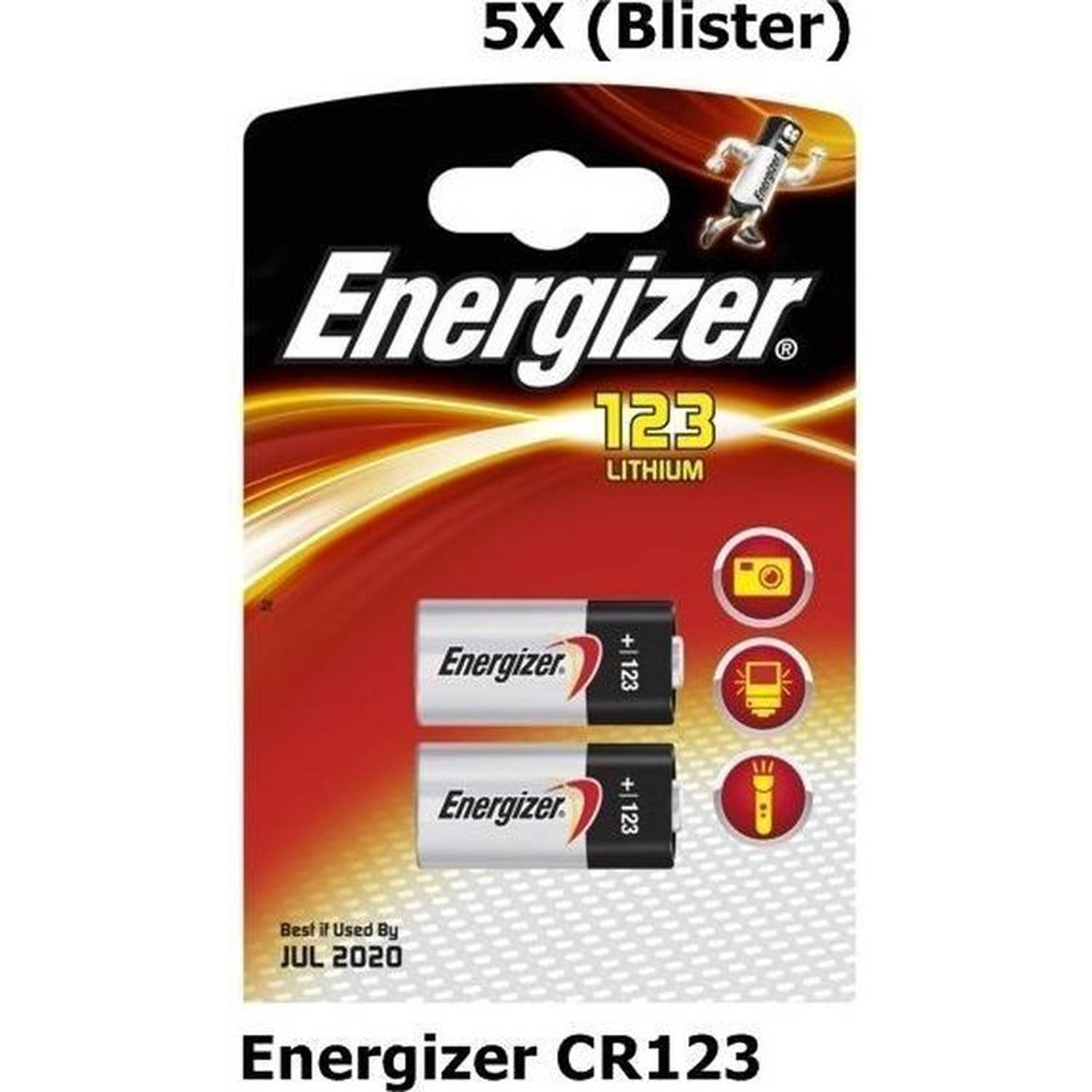 10 Stuks (5 Blisters A 2stk) Energizer Cr123 Lithium Batterij