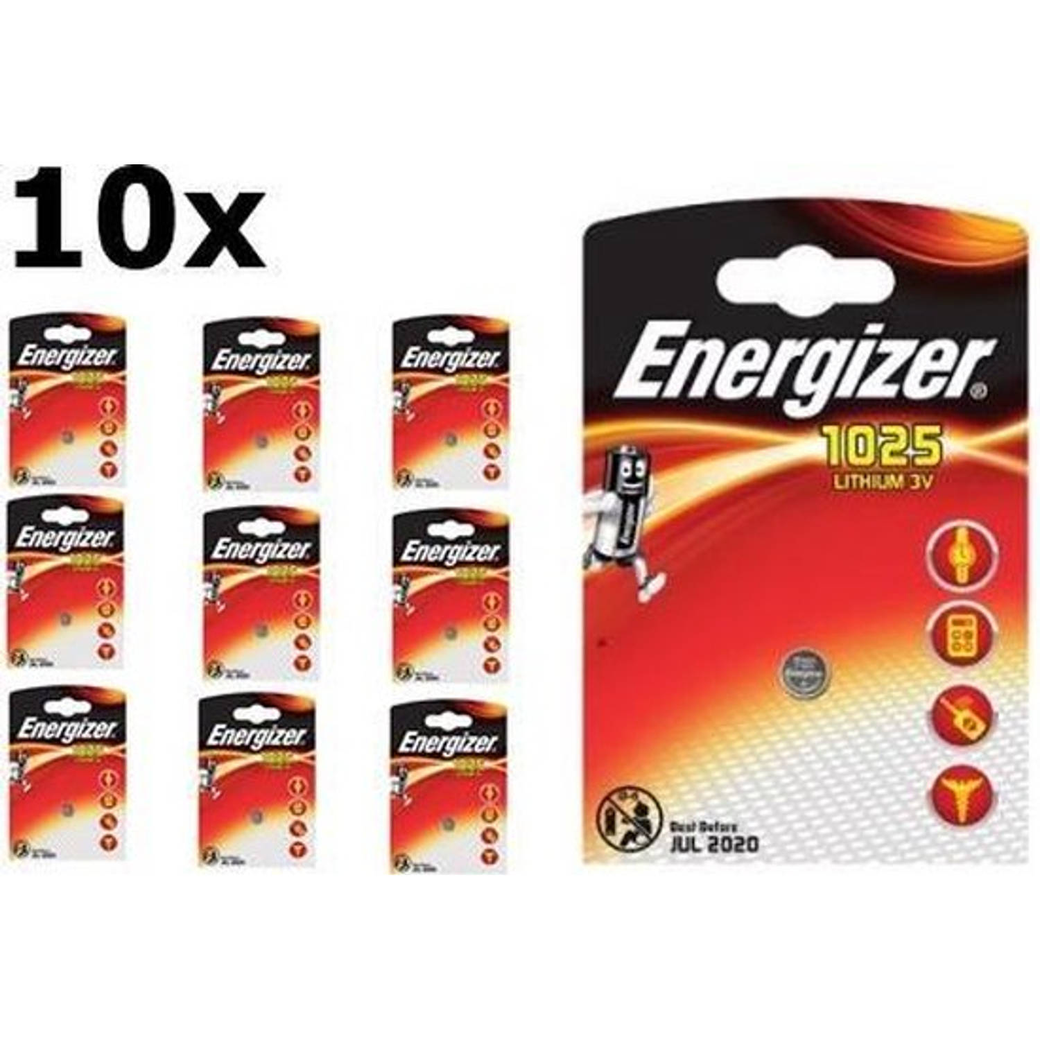 10 Stuks Energizer Cr1025 30mah 3v Batterij