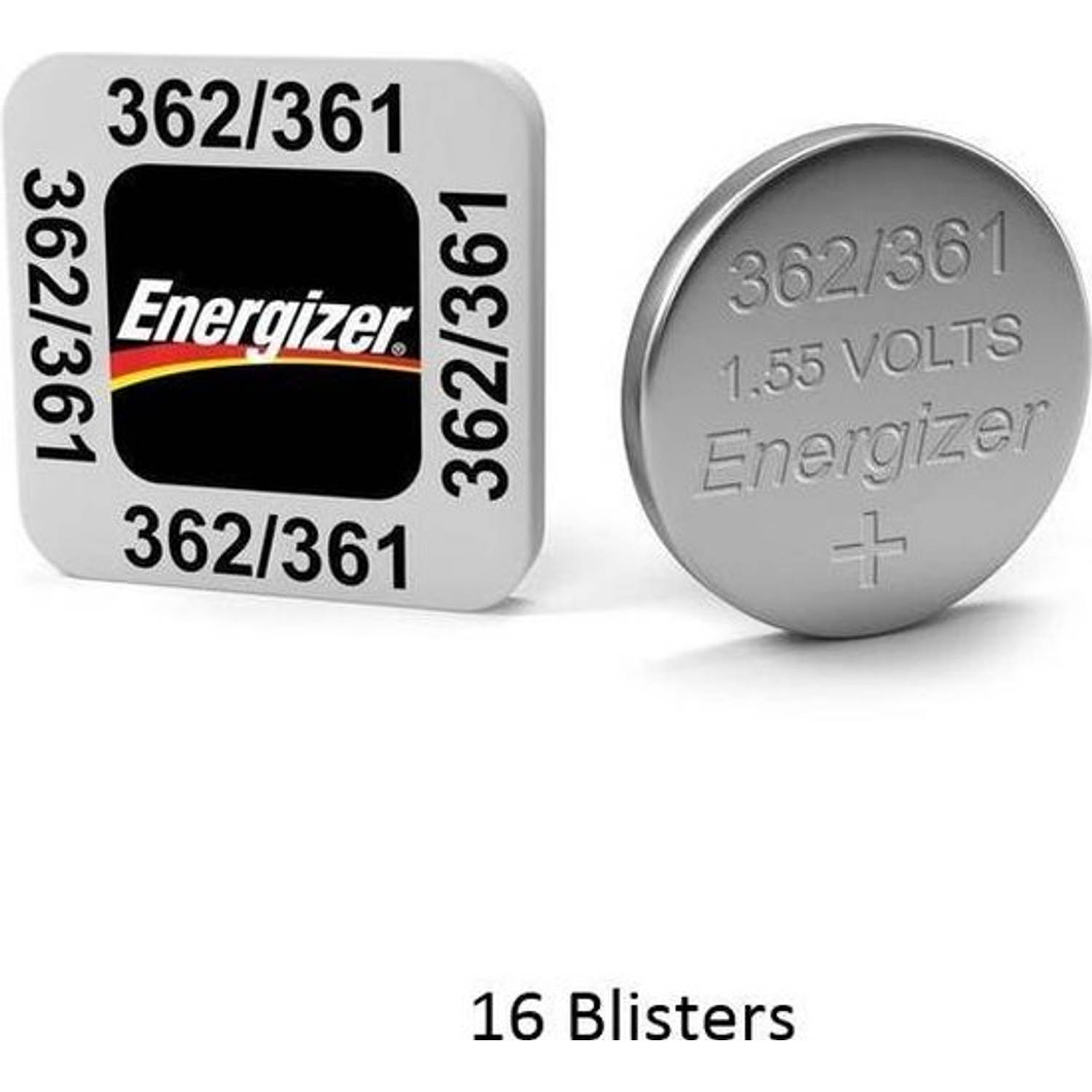 16 Stuks (16 Blisters A 1 Stuk) Energizer 362-361 Horloge Batterij Zilver Oxide Sr721sw