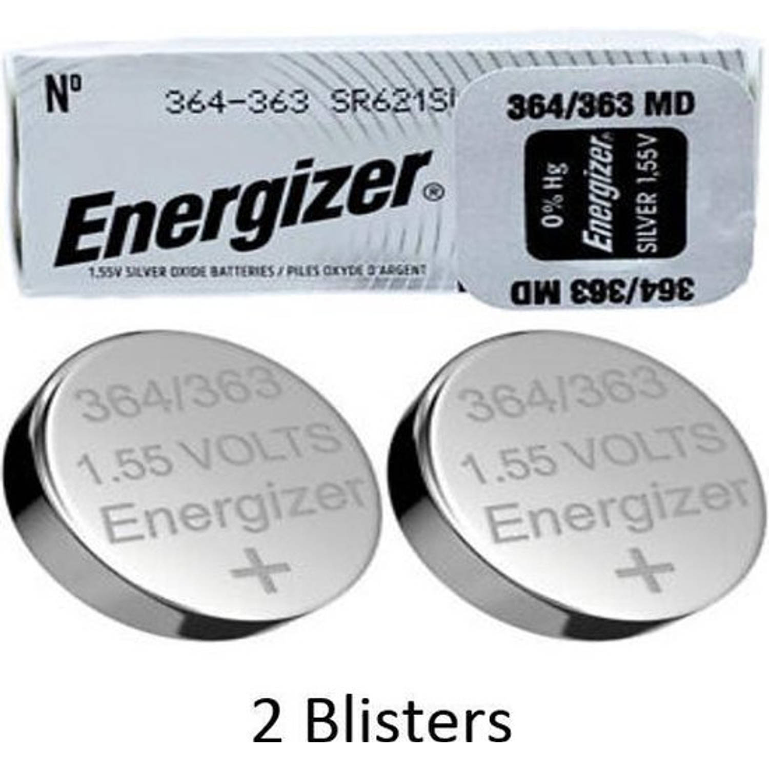2 Stuks (2 Blisters A 1 Stuk) Energizer 363-364 Zilver-oxide Batterij Knoopcel (S) 1,55 V