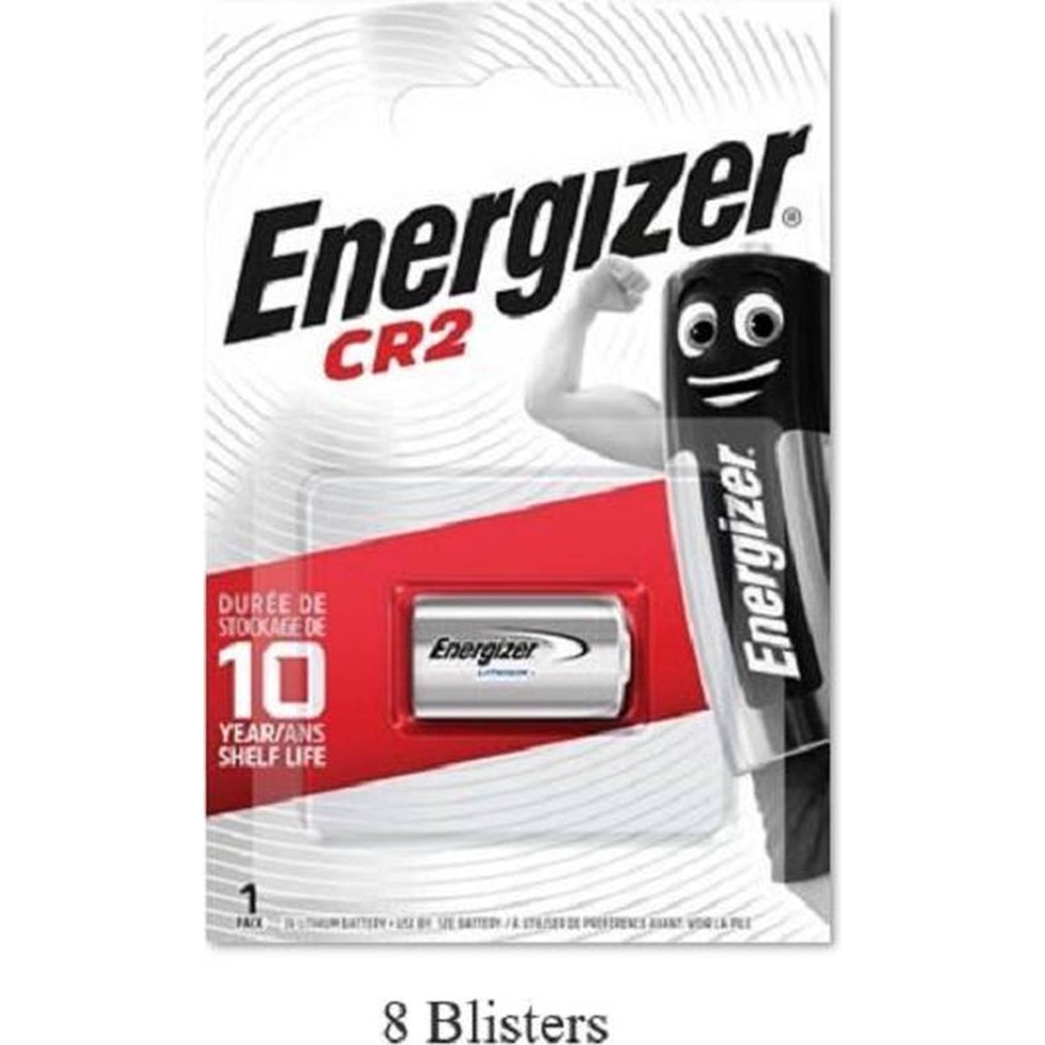 8 stuks (8 blisters a 1 stuk) Energizer CR2 Lithium batterij ENCR2P1/1000mAh