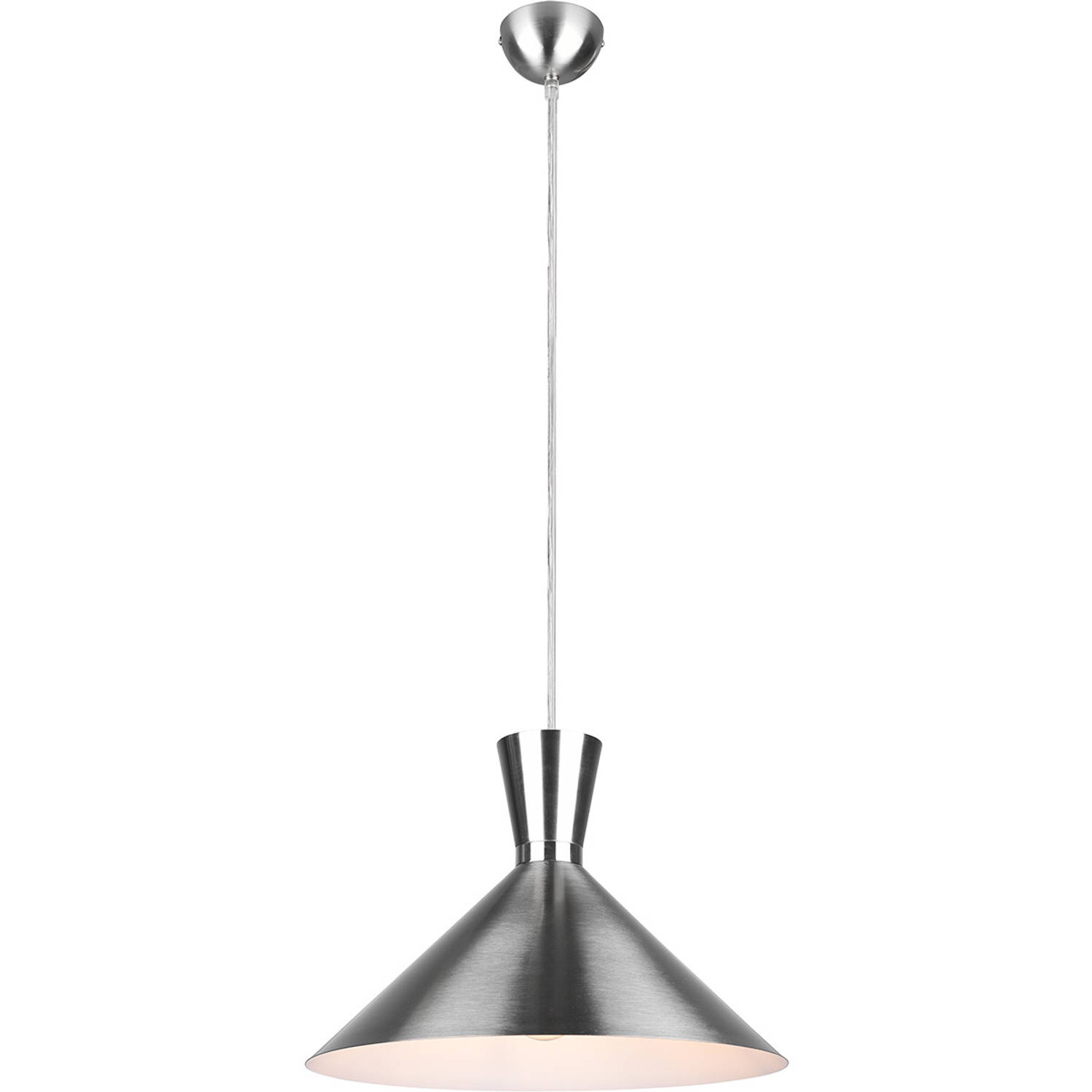LED Hanglamp - Trion Ewomi - E27 Fitting - 1-lichts - Rond - Mat Nikkel - Aluminium - Ø35cm