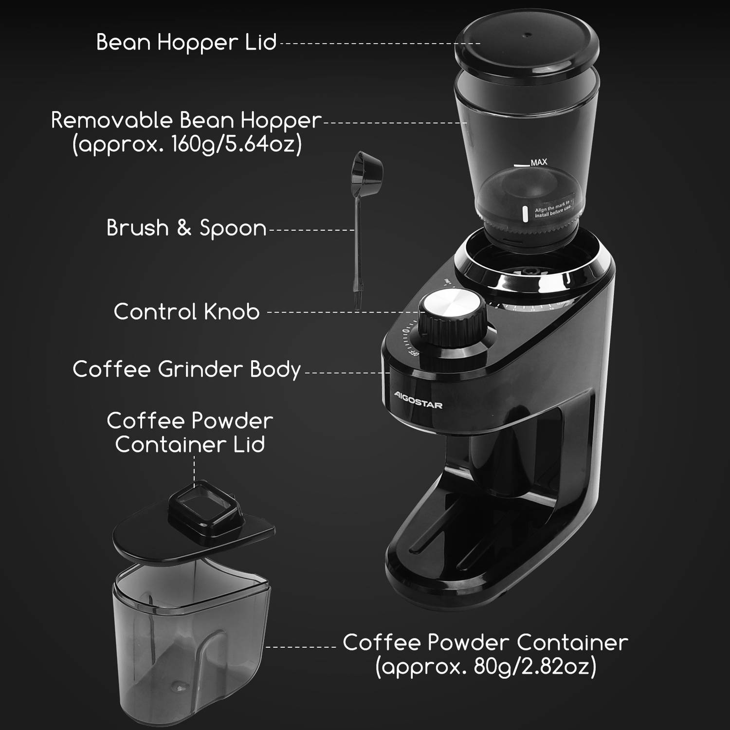 zal ik doen geboorte belediging Aigostar Hills A5J - Elektrische Koffiemolen – Coffee grinder – Koffiebonen  maler - Bonenmaler | Blokker