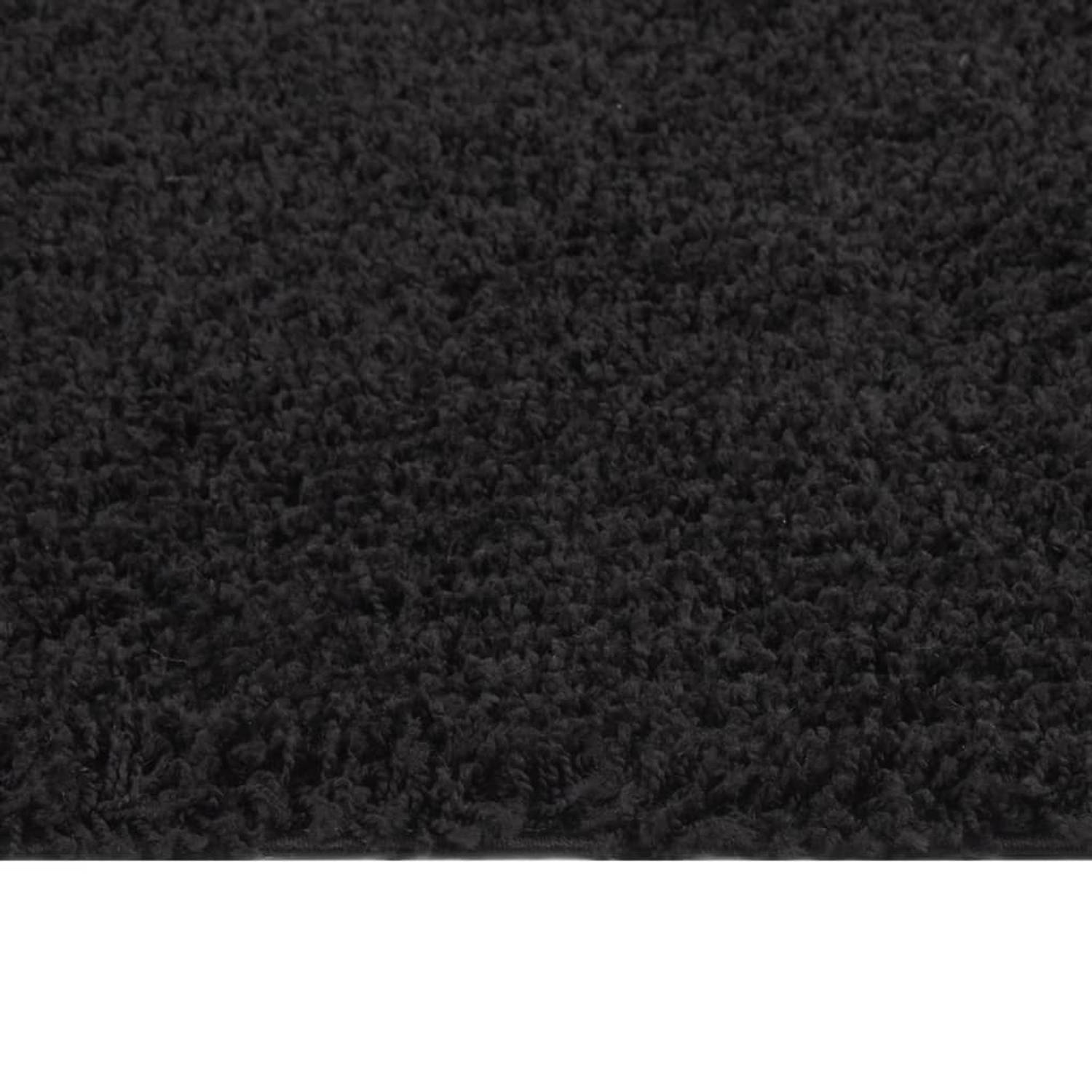 The Living Store Shaggy Vloerkleed - 140 x 200 cm - zwart - 100% PP - 30 mm poolhoogte