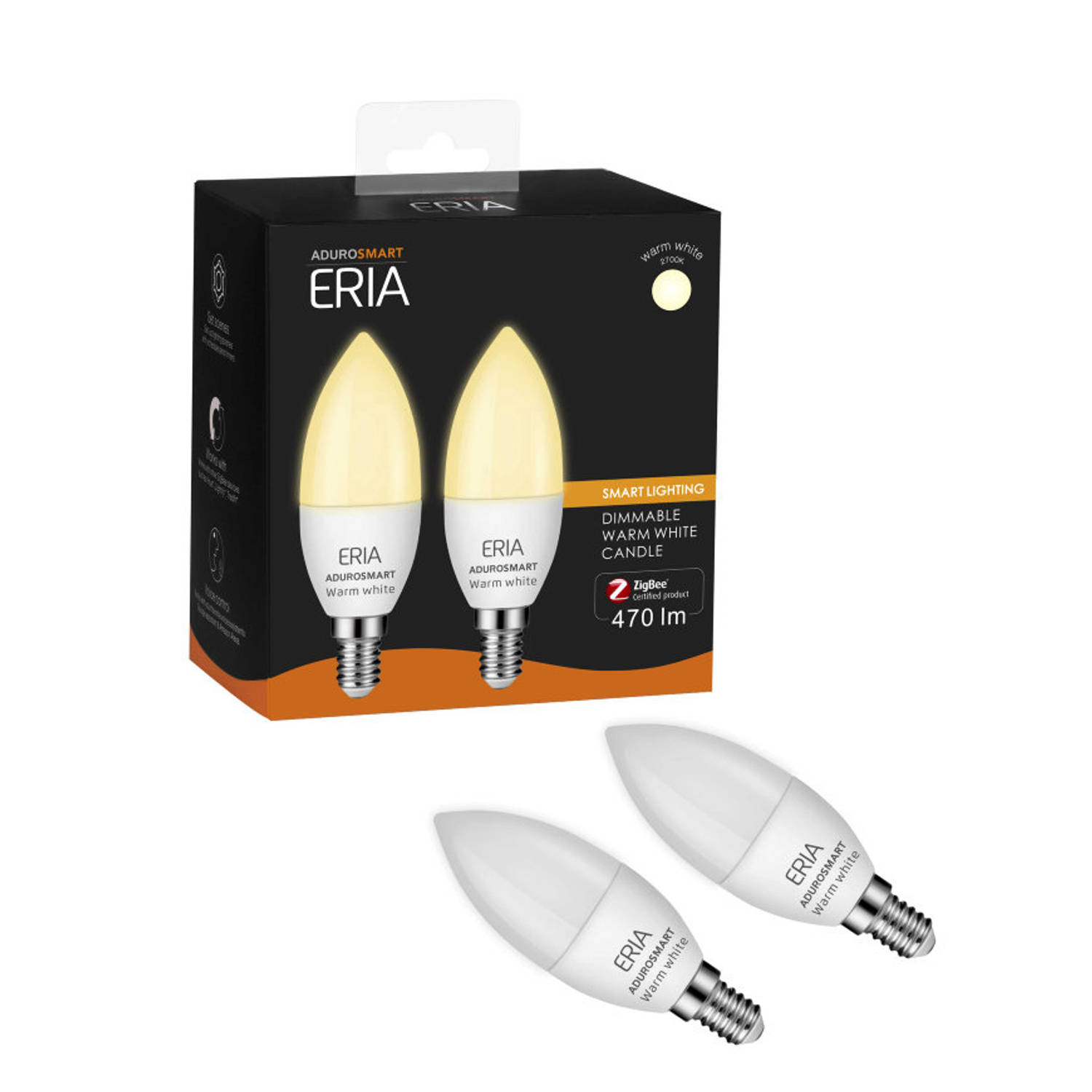 AduroSmart ERIA® Warm White kaarslamp, E14 fitting (2-pack)