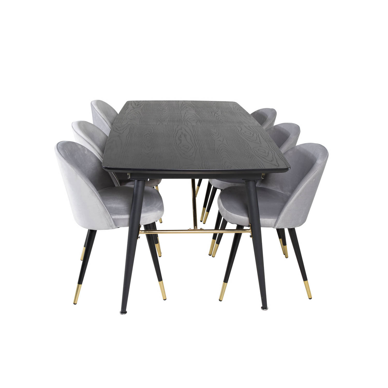 Hioshop Gold eethoek eetkamertafel uittrekbare tafel lengte cm 180 -