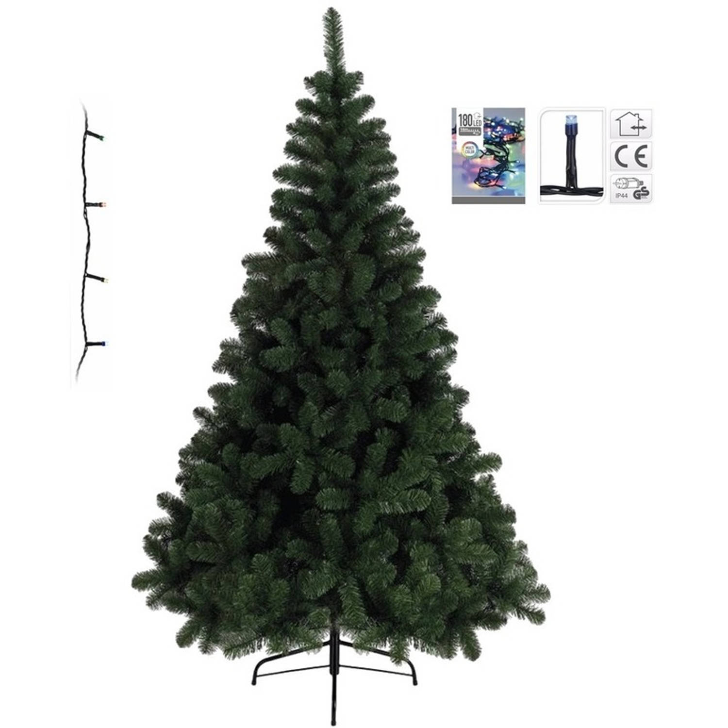 Kunst Kerstboom Imperial Pine 120 Cm Met Gekleurde Verlichting Kunstkerstboom